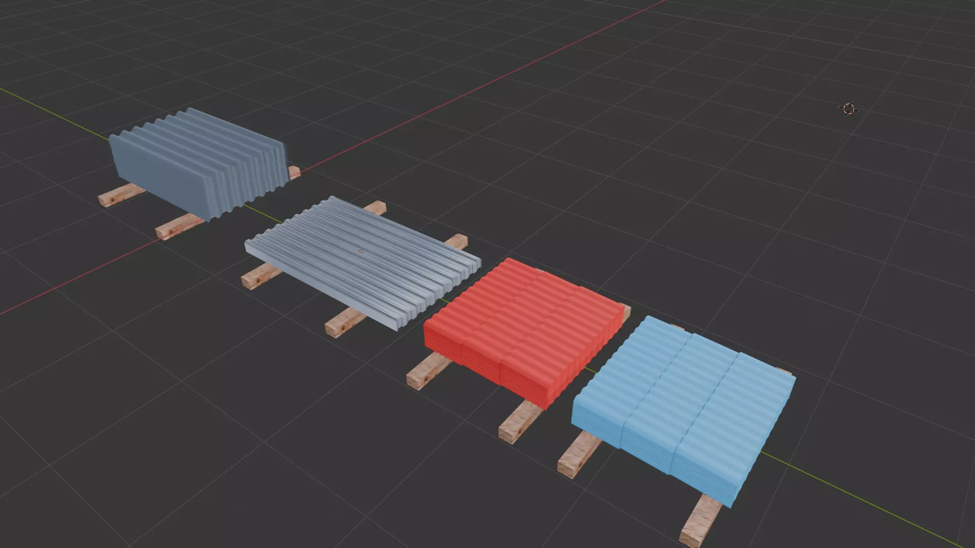 Modular Wave Slate Roof Sheets Pack Low-poly 3D model