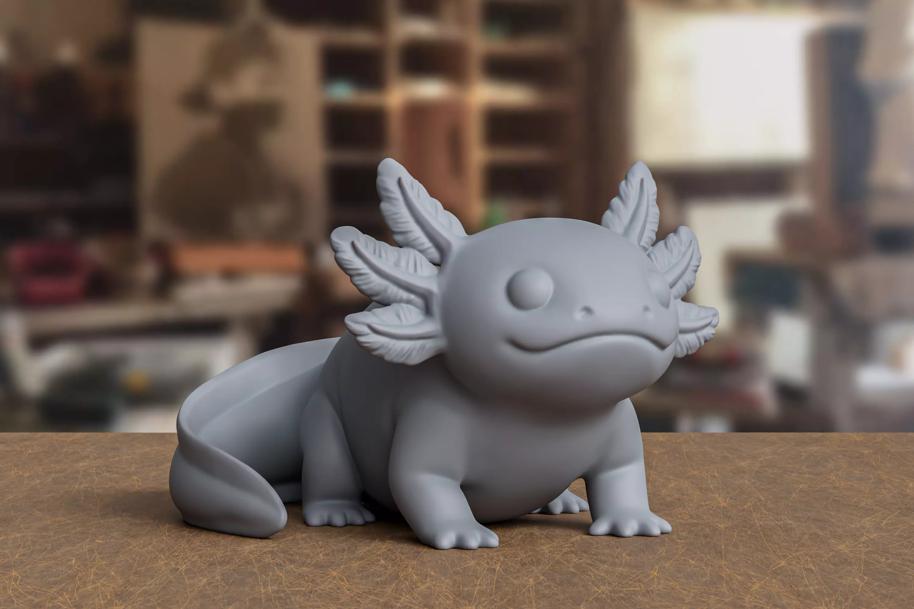 Stylized Cute Axolotl Statue 3D print model