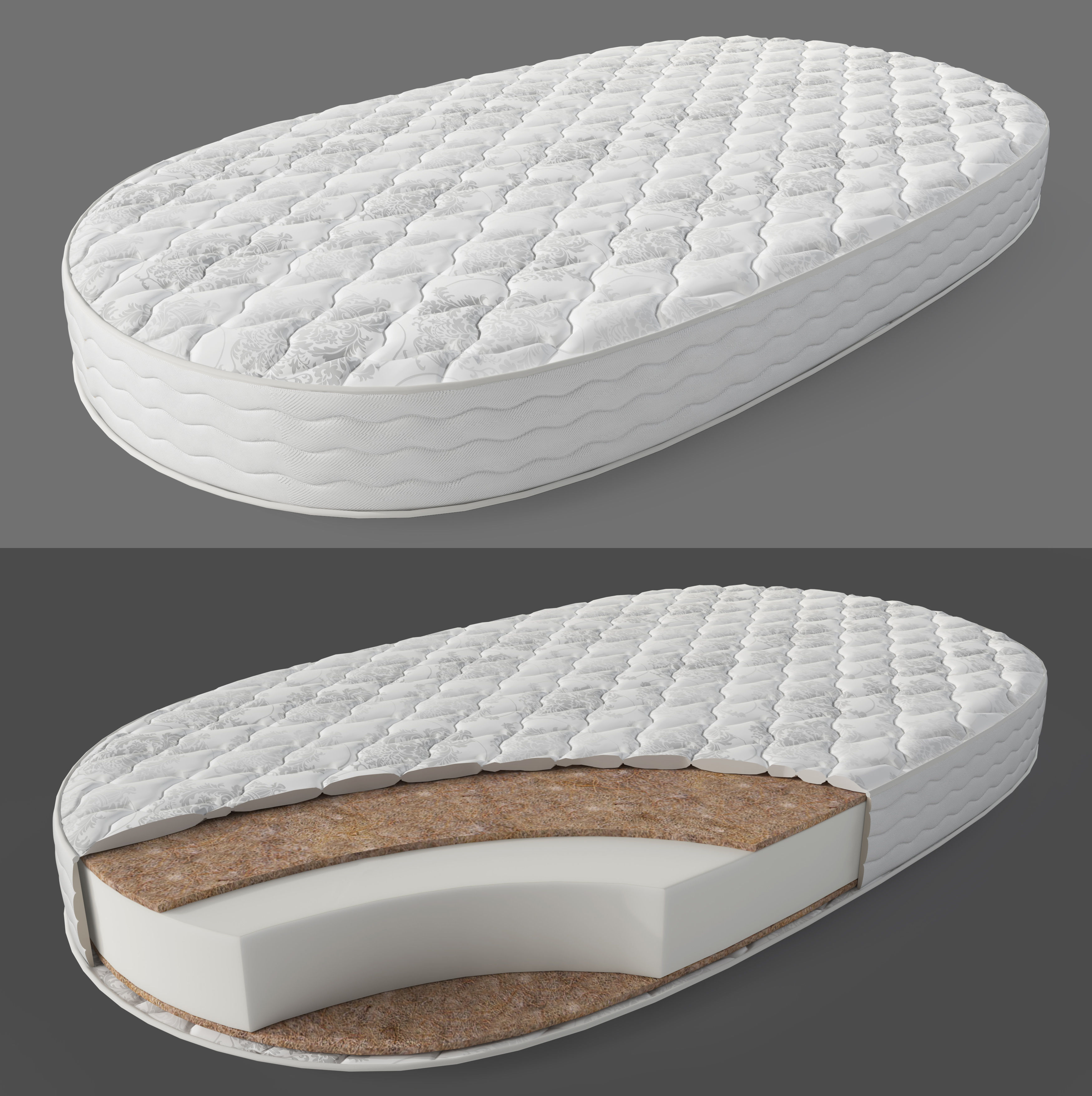 Oval mattress section 3D model 3D model CGTrader
