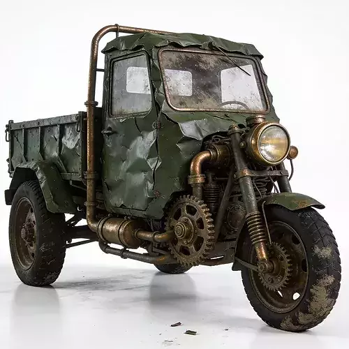 Rusted Steampunk Three-Wheeler Truck