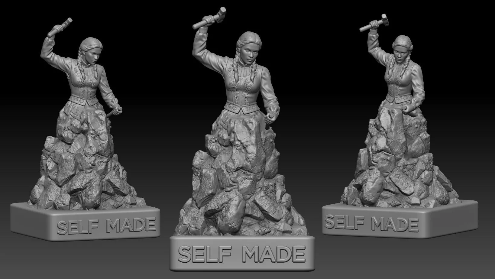 self made women 3d print model and CNC 3D print model