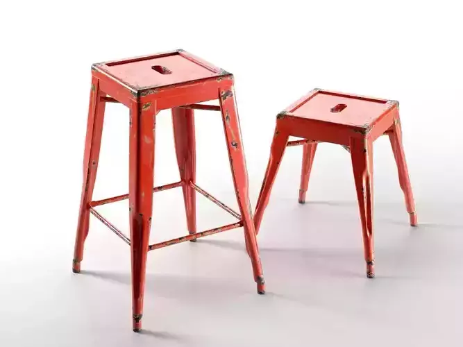 Tolix Stools with Towel 3D model