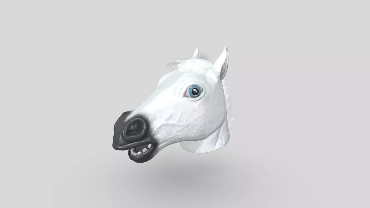 Horse Mask White Low-poly 3D model