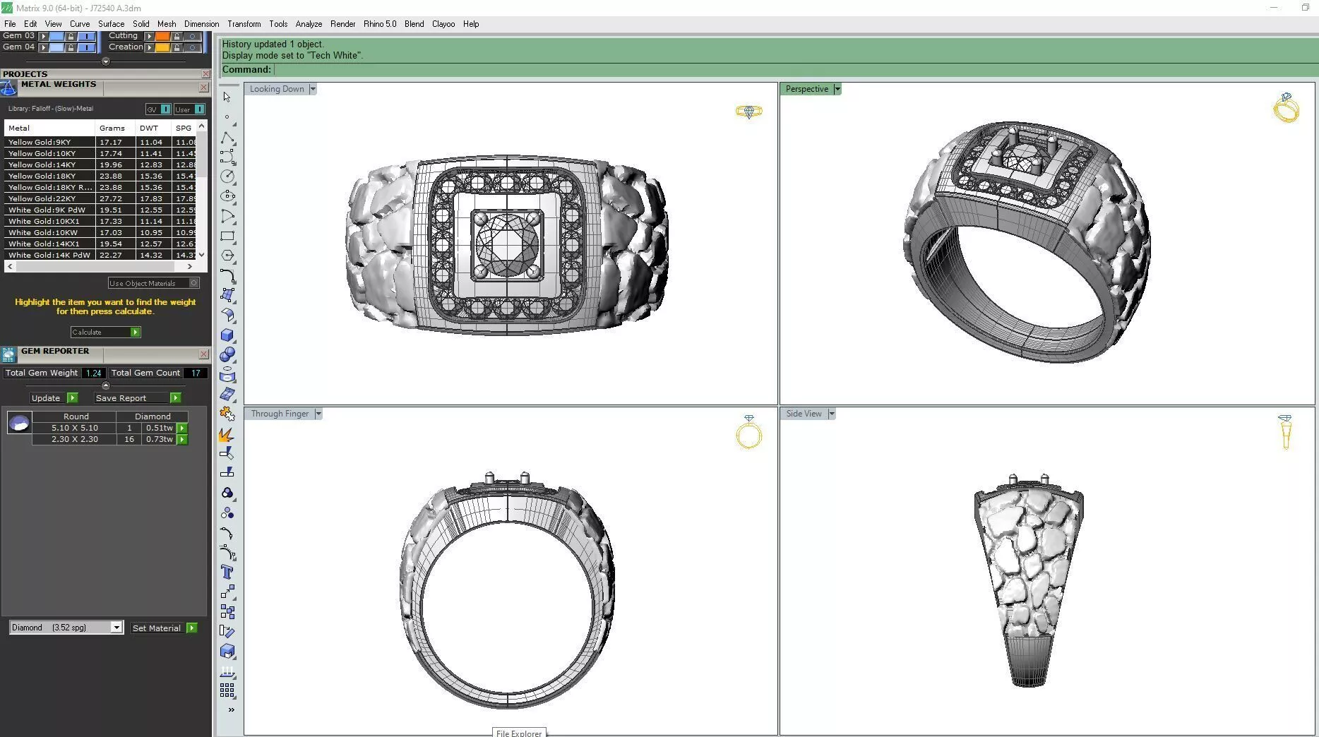 Mens Diamond Gold Nugget Ring 3D print model