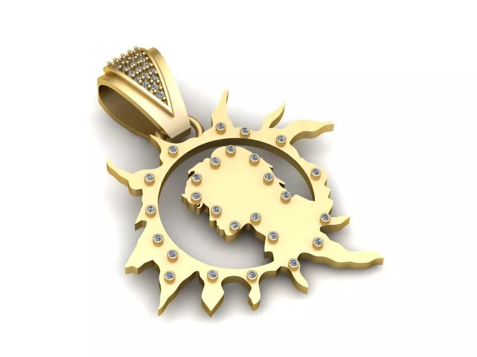 Radiant Sun Face Diamond Pendant 3D print model