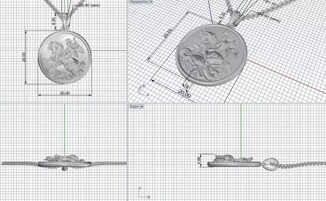 3D Model St George Pendant - Jewelry CAD STL File for Casting 3D print model