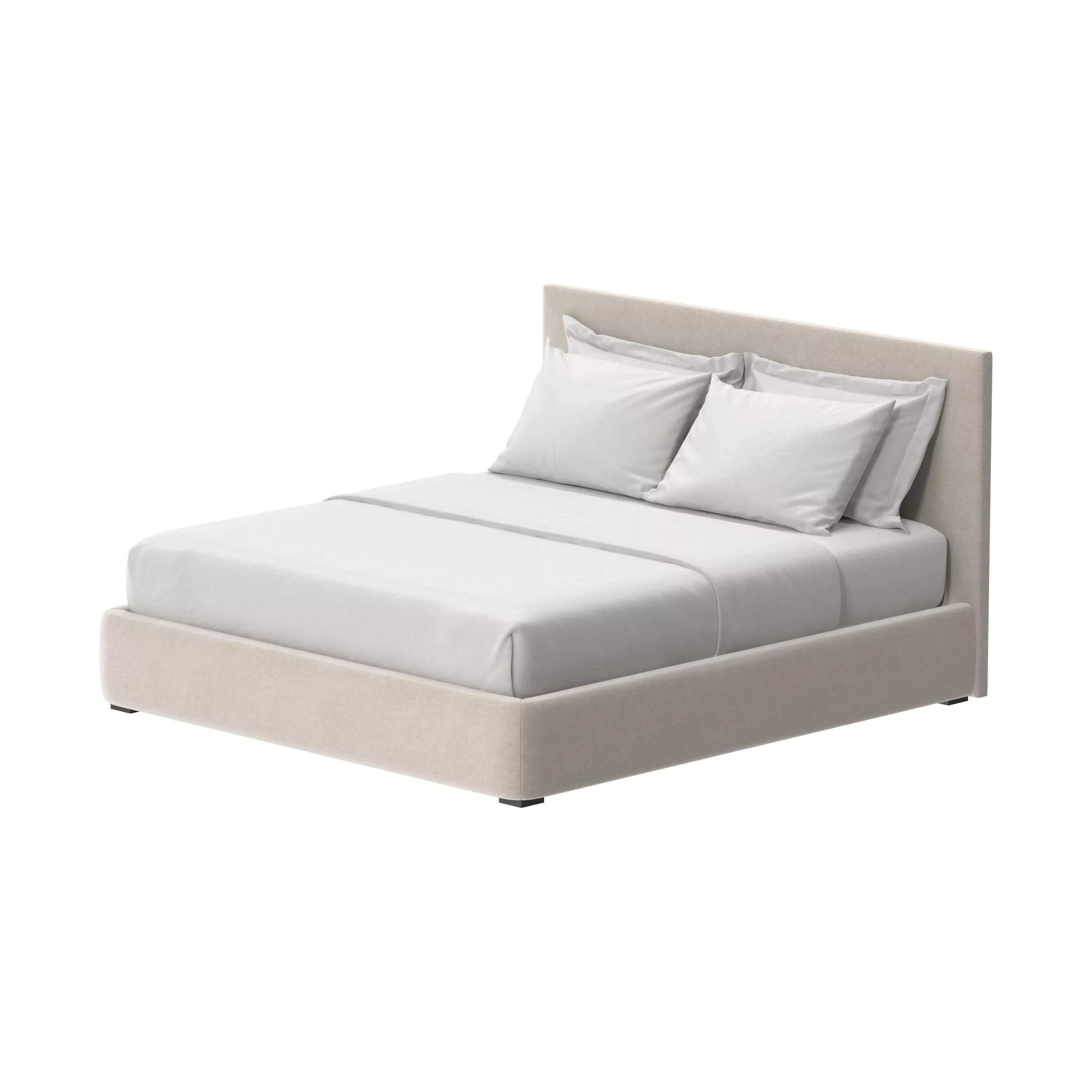 Minimalist Upholstered Hotel Bed 3D model