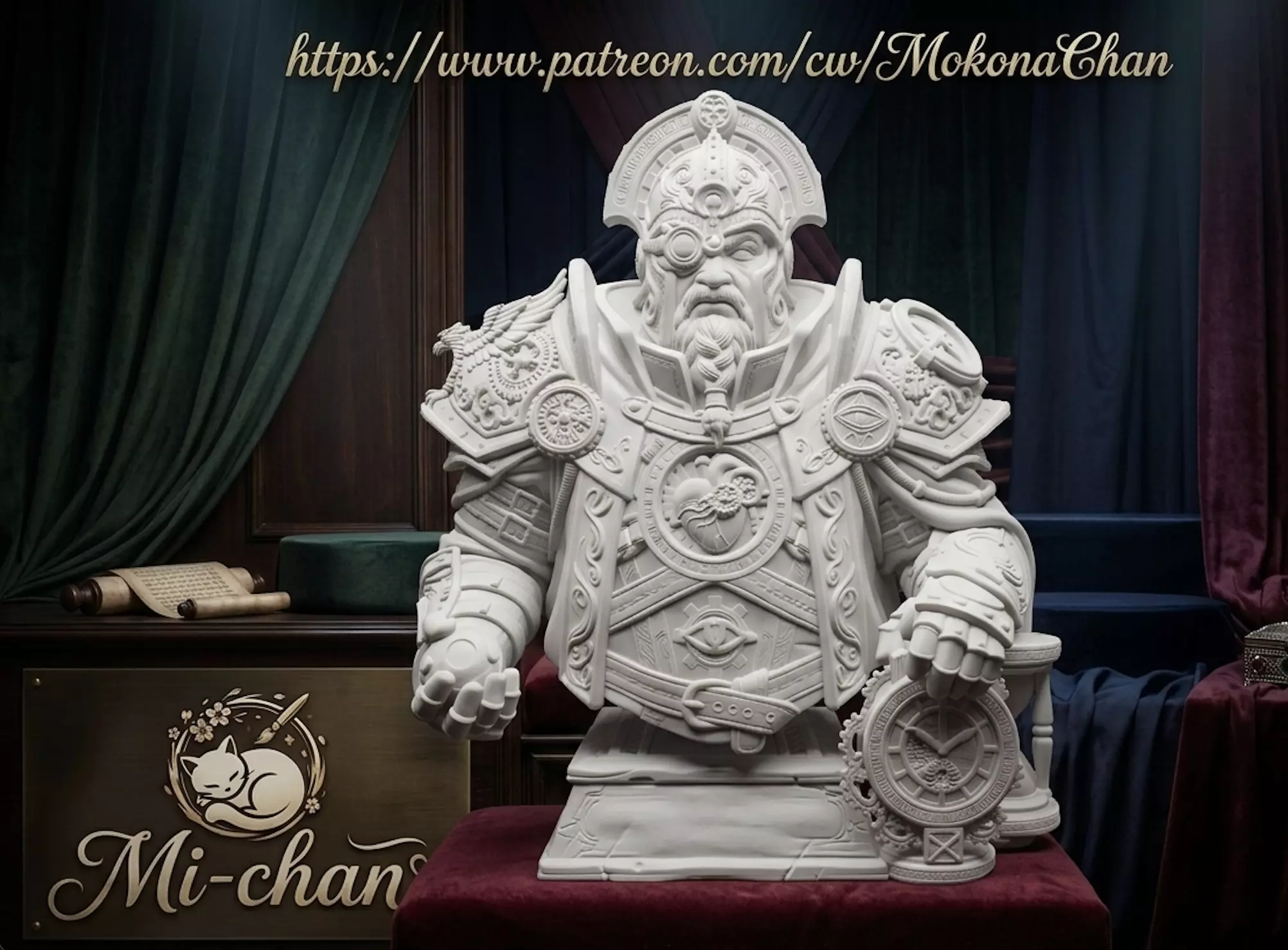 Chronos Lord of Time Steampunk Bust 3D Print Miniature 3D print model