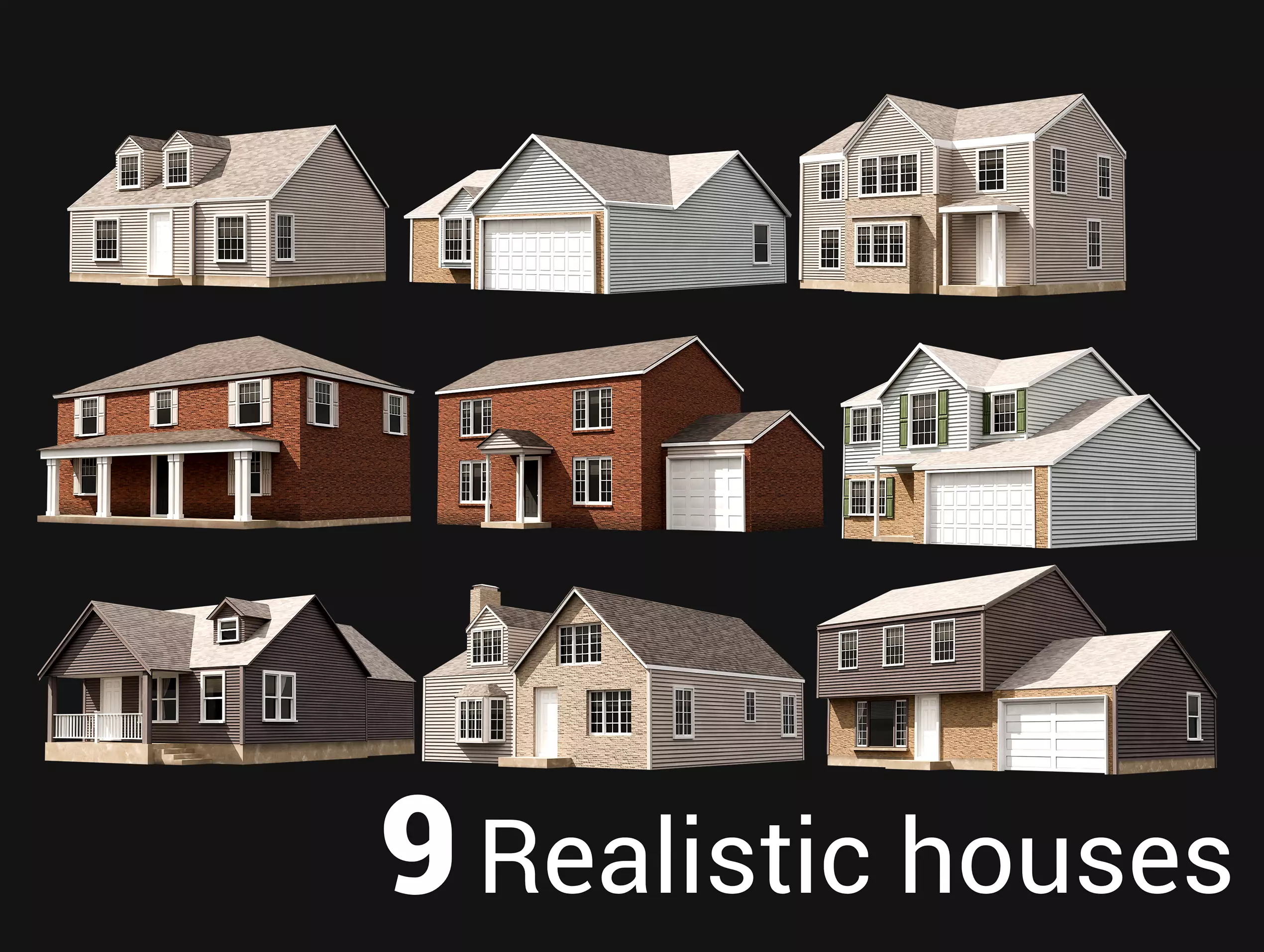 House Suburban Collection Low-poly 3D model