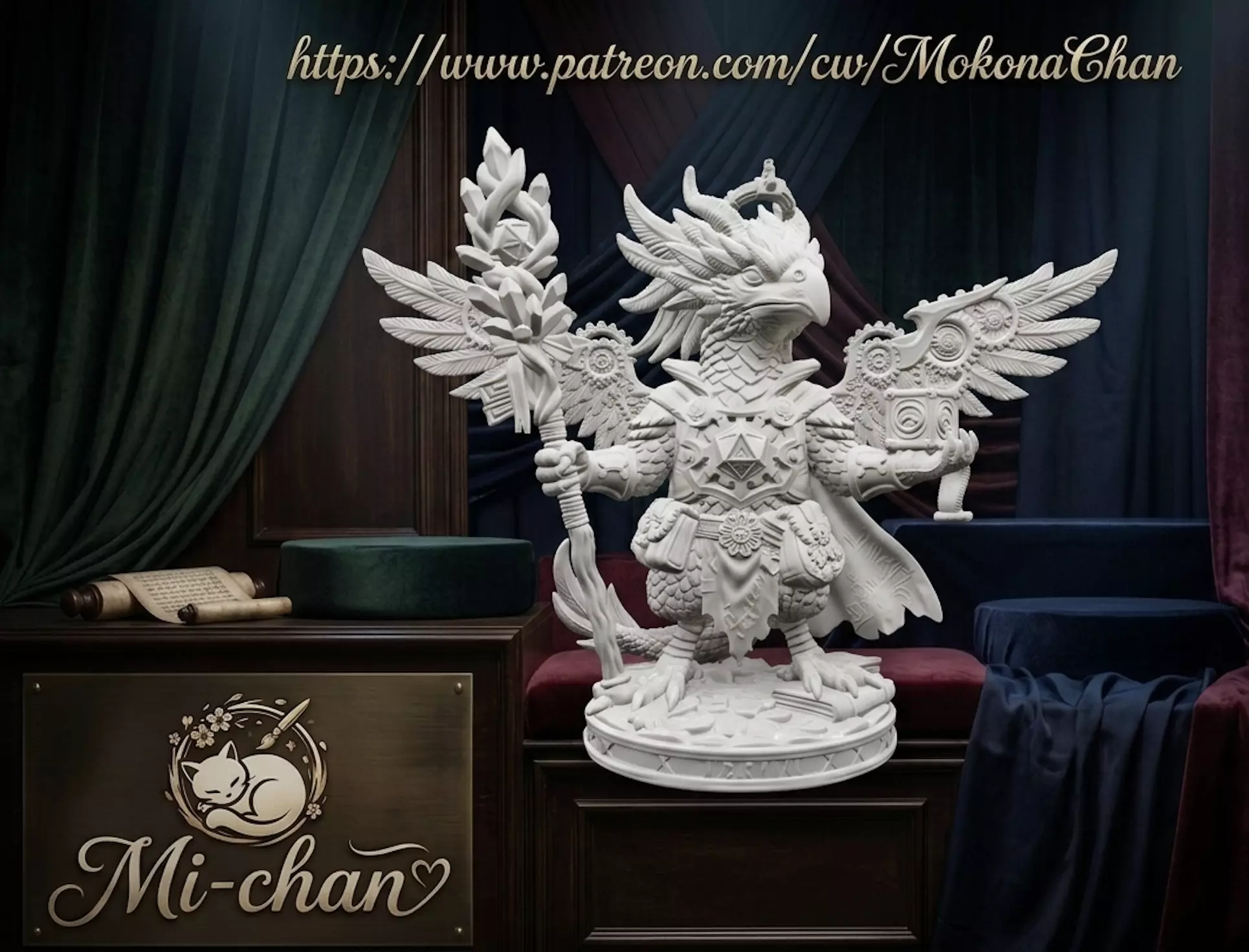 Steampunk Griffin Battle Alchemist Miniature for DND Tabletop 3D print model