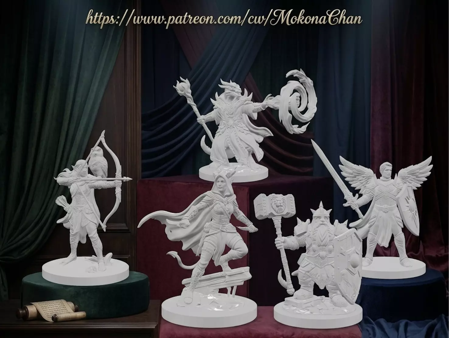 Dark Fantasy Miniature Set 3D Printable RPG Characters Pack 3D print model