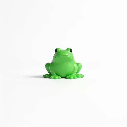 Stylized 3D Minimalist Green Rubber Frog Toy Model
