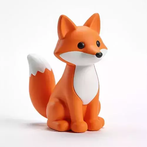 Stylized 3D Minimalist Orange Rubber Fox Toy Model