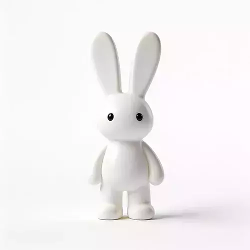 Stylized 3D Minimalist White Rubber Rabbit Toy Model