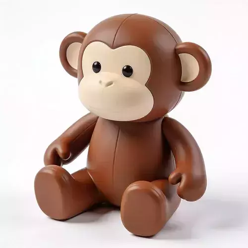 Stylized Minimalist Brown Rubber Monkey Toy 3D Model