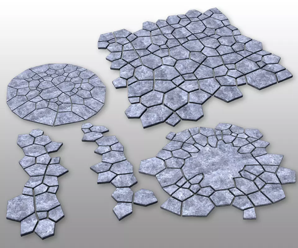 Stone ground tiles 3D model_0