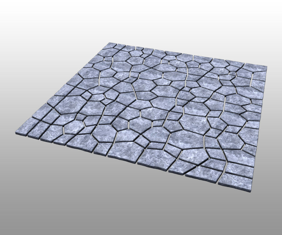 Stone ground tiles 3D model_4