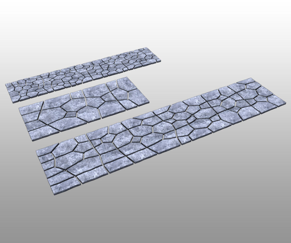 Stone ground tiles 3D model_2