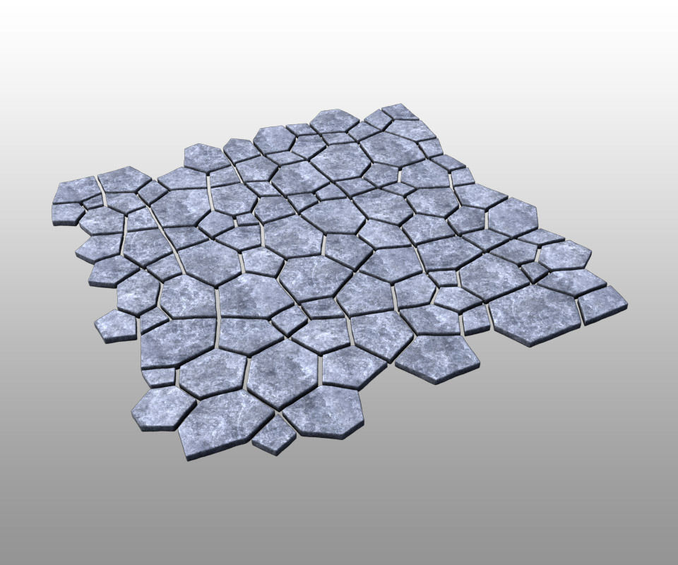 Stone ground tiles 3D model_5