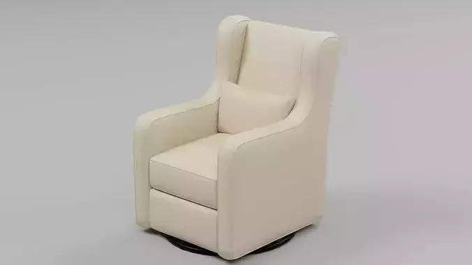 Modern Wingback Swivel Glider Chair 02 Low-poly 3D model 2