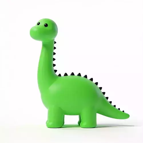 Stylized Minimalist Bright Green Rubber Dinosaur Toy 3D Model