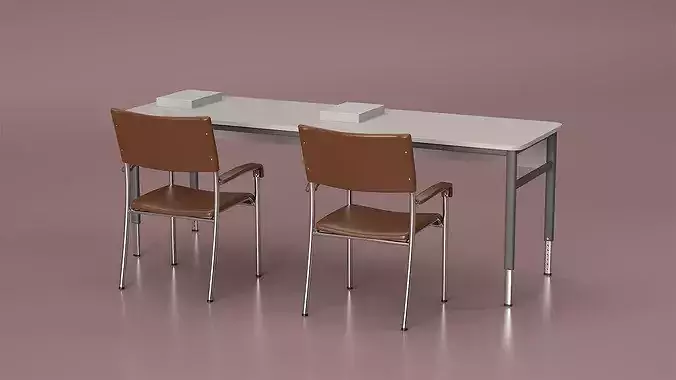 Office Conference Table with Chairs 3D model 4