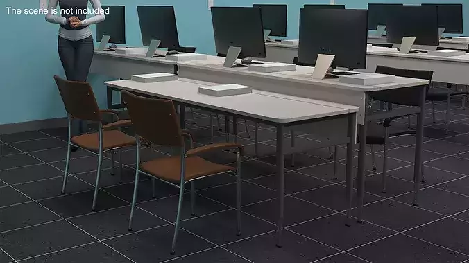 Office Conference Table with Chairs 3D model 2
