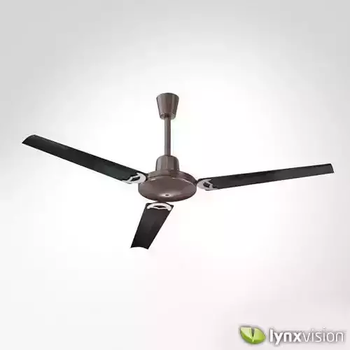 Metallic Ceiling Fan with Wooden Blades 3D model