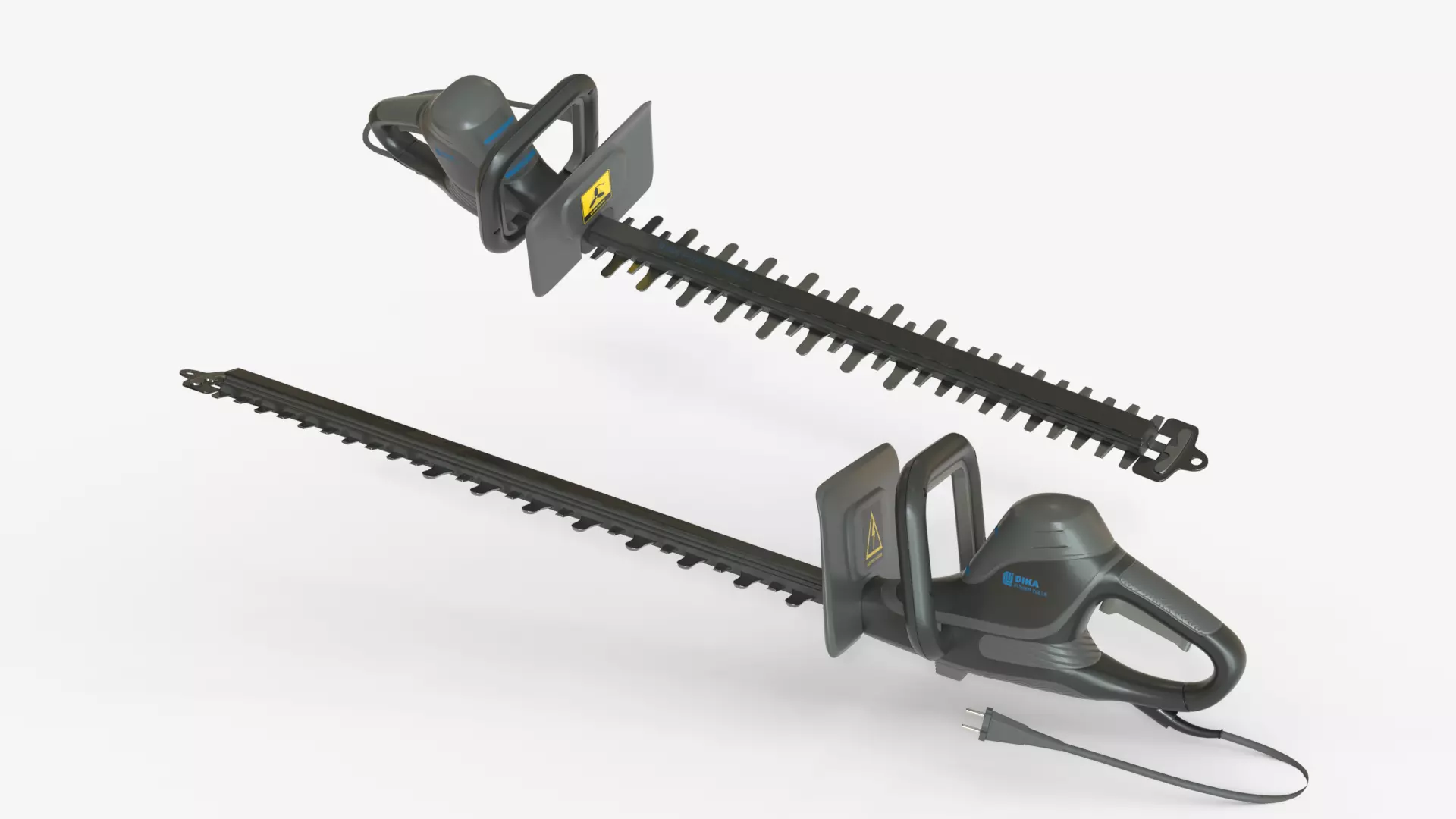 Black Professional Electric Hedge Trimmer Low-poly 3D model