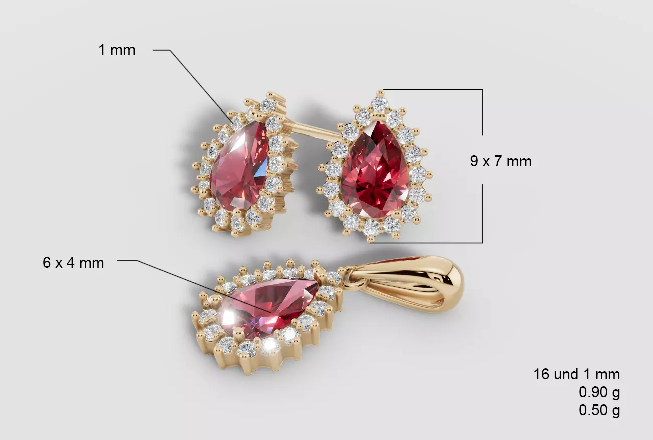 TEAR DROP EARRINGS AND PENDANT 3D print model
