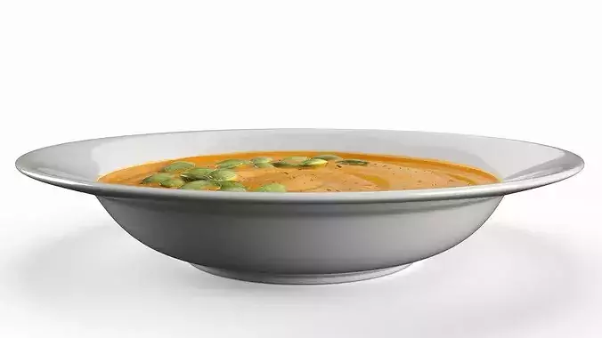 Creamy Pumpkin Soup with Pumpkin Seeds 3D model 6