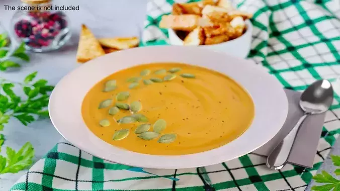 Creamy Pumpkin Soup with Pumpkin Seeds 3D model 4