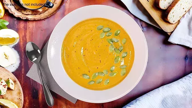 Creamy Pumpkin Soup with Pumpkin Seeds 3D model 3
