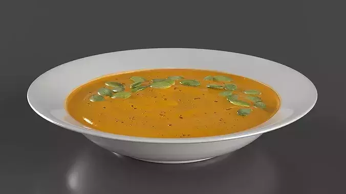 Creamy Pumpkin Soup with Pumpkin Seeds 3D model 5