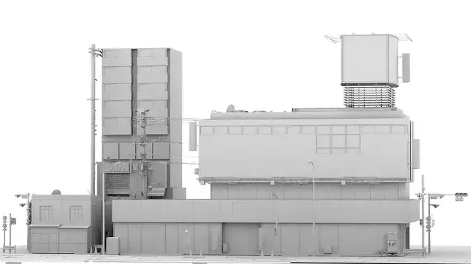 Tokyo Street Building kidbash set 2 Low-poly 3D model Low-poly 3D model 7