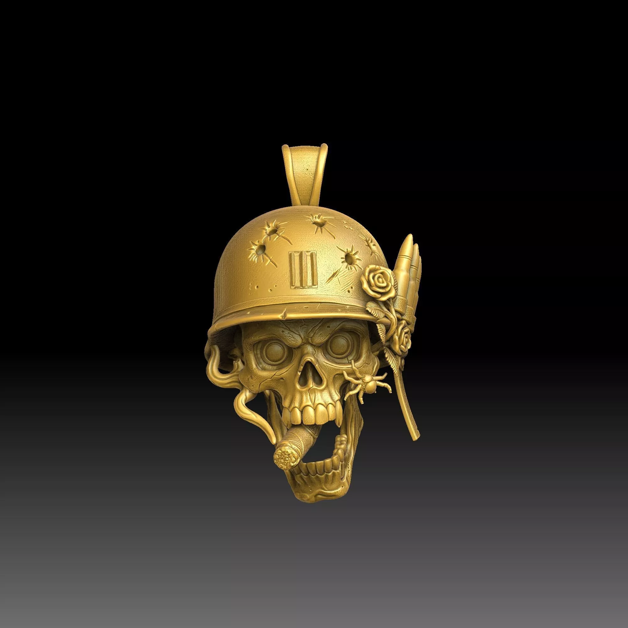 Dark Human Skull Art - one inch pendant 3D print model