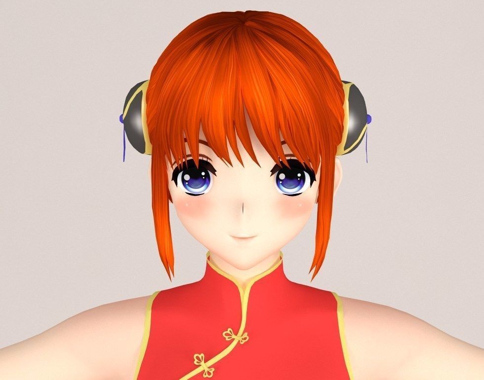 T pose nonriged model of Kagura anime girl  3D model_1