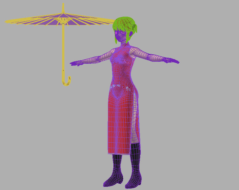 T pose nonriged model of Kagura anime girl  3D model_9