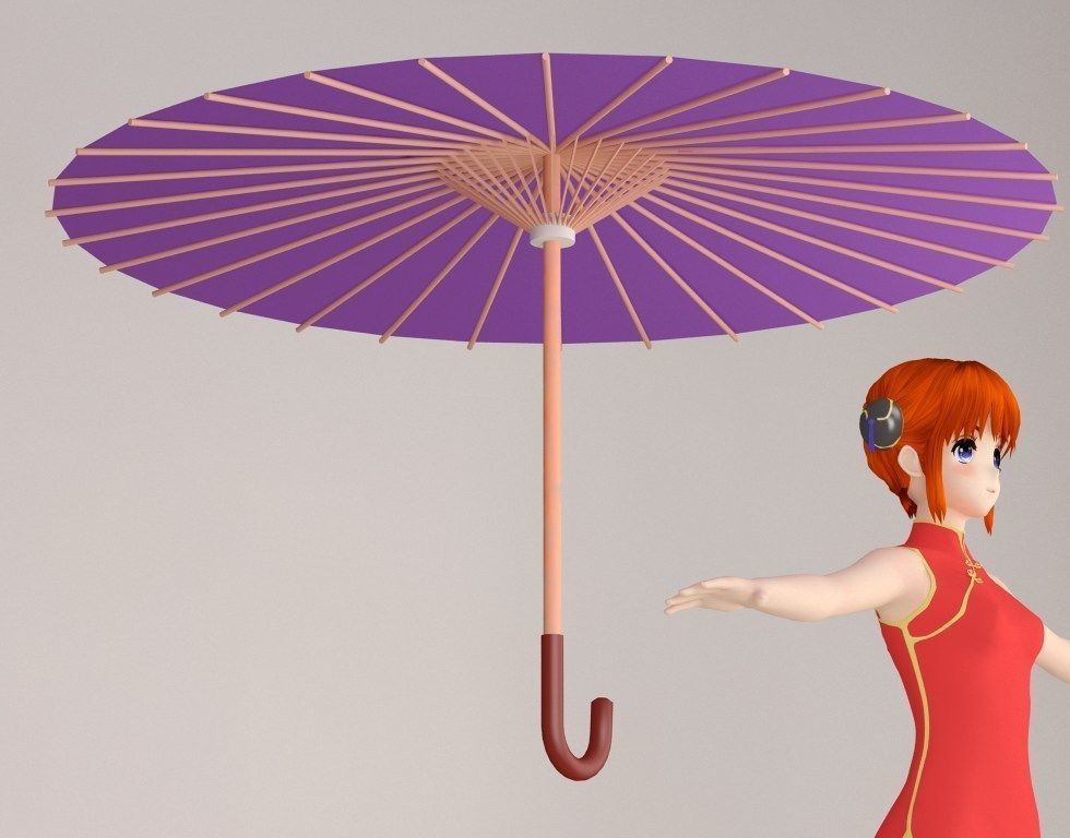 T pose nonriged model of Kagura anime girl  3D model_7