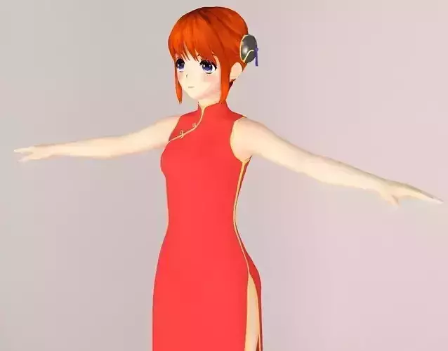 T pose nonriged model of Kagura anime girl  3D model