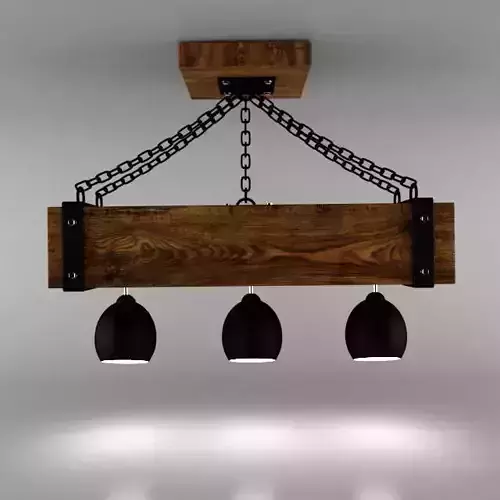 LIGHT three lights hanging from wooden beam Free 3D model