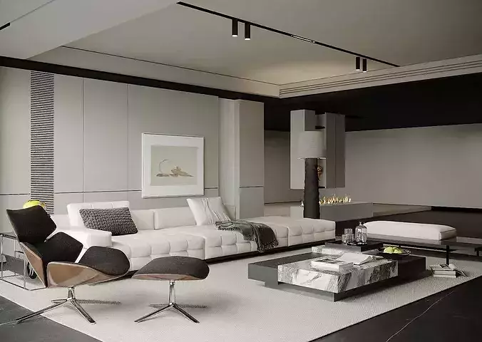 Italian style light luxury living room 3D model 4