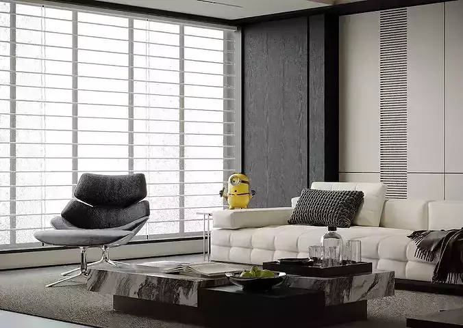 Italian style light luxury living room 3D model 3
