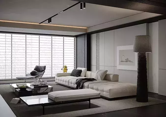 Italian style light luxury living room 3D model 2