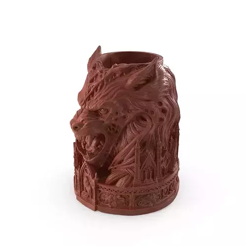  Gothic Werewolf Head Candle holder 010