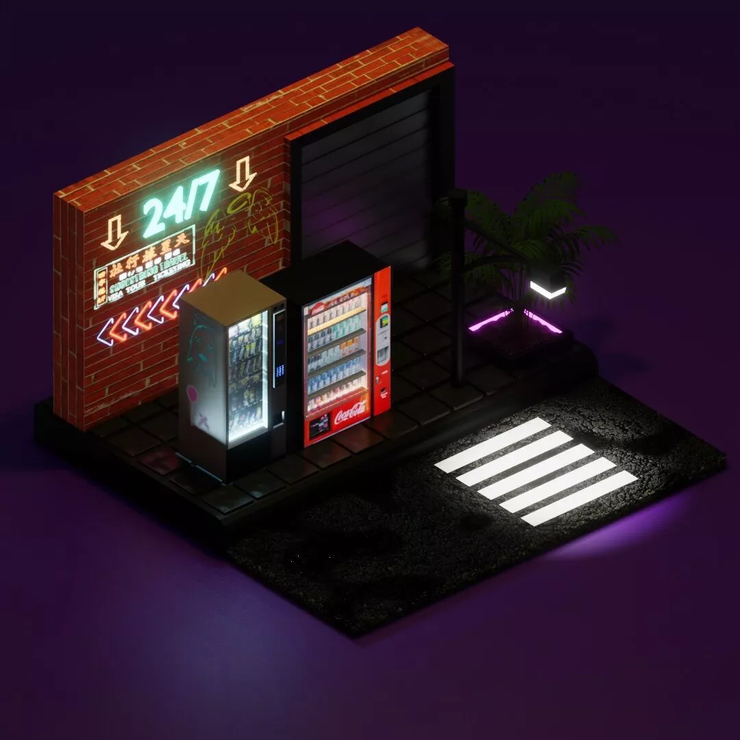 Animated Stylized Vending Machine - Urban Sci-Fi 3D Model 3D model