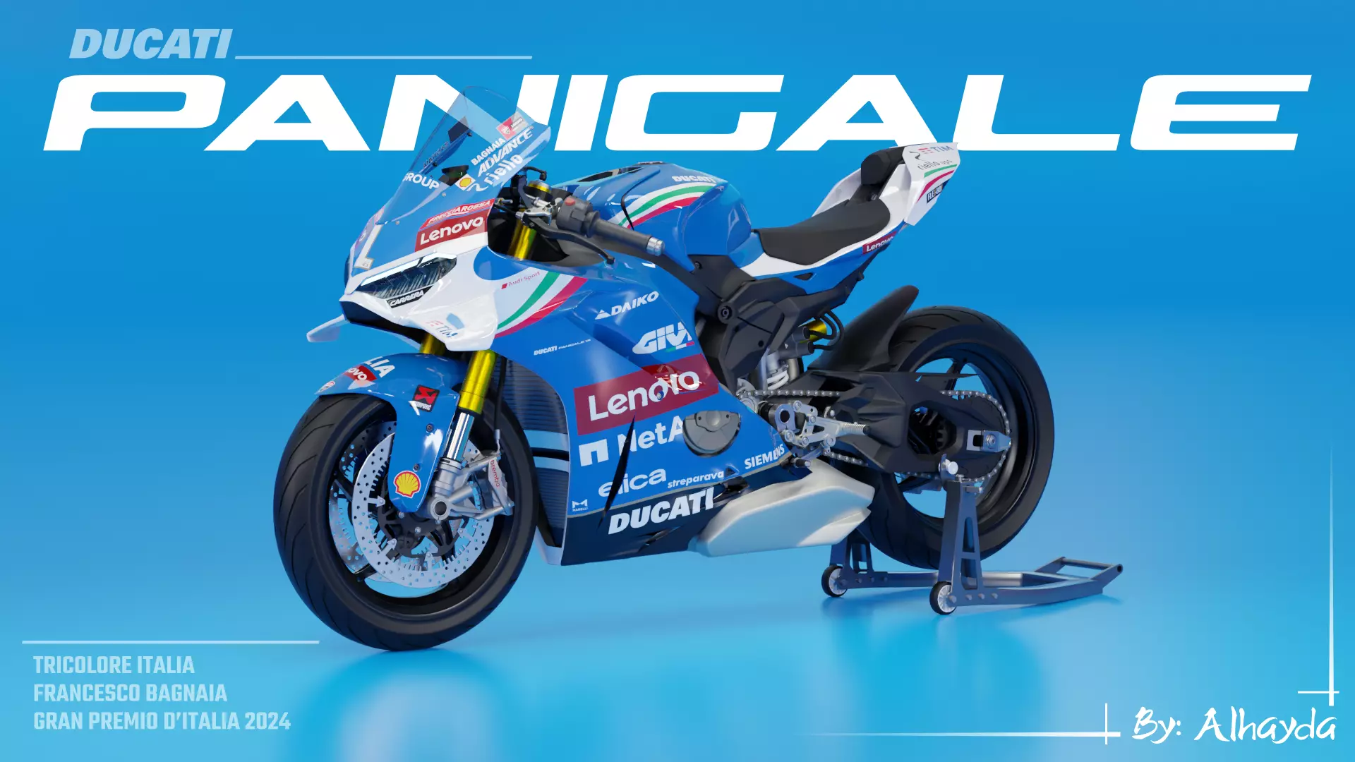 Panigale V4 Tricolore Italia Pecco Bagnaia Low-poly 3D model