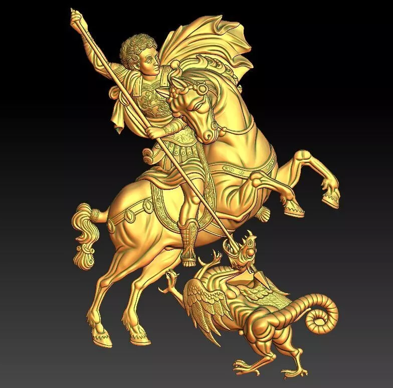 Saint George and the Dragon 3D print model