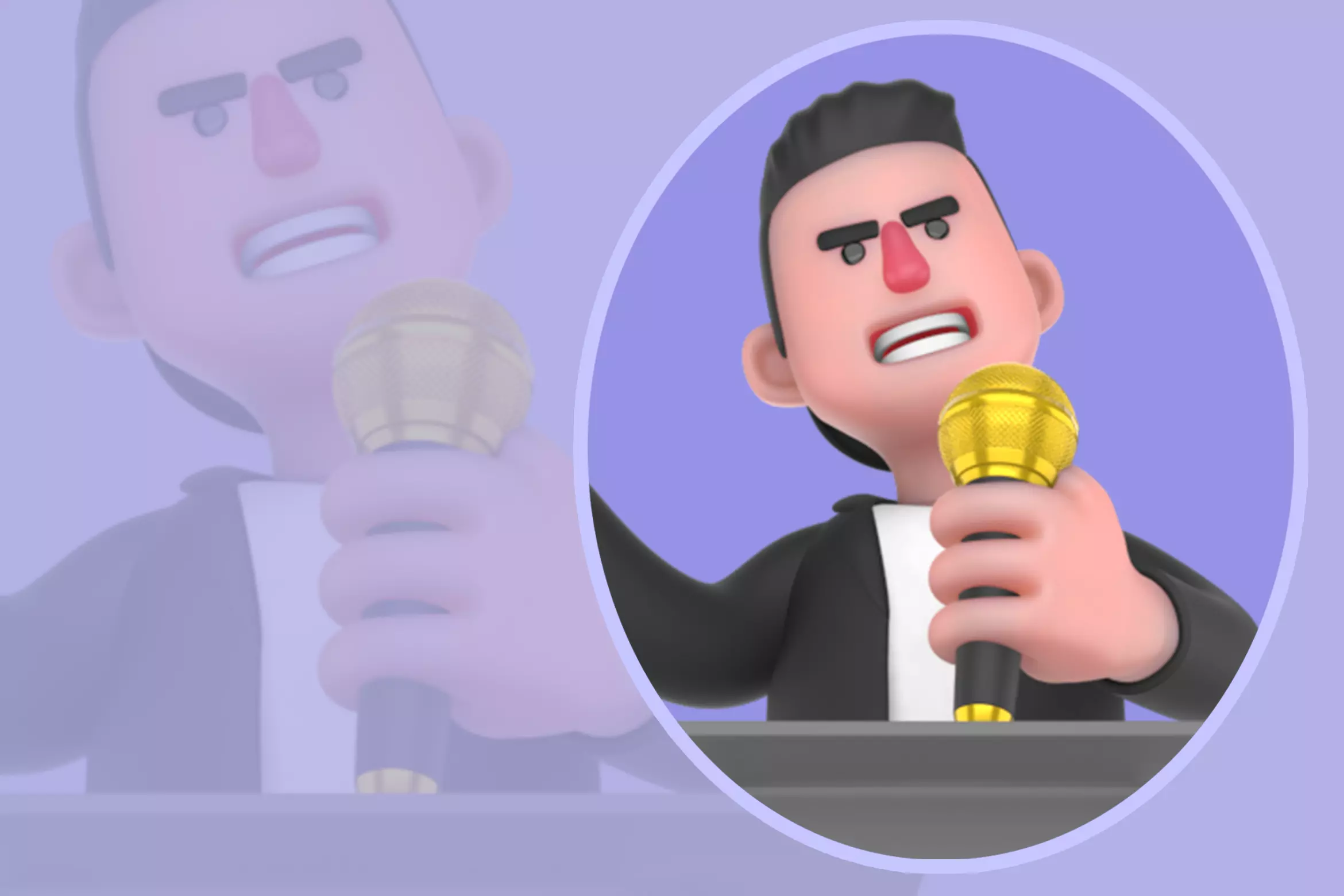 Stylized 3D Musician Singing Character - Cartoon Performer 3D model