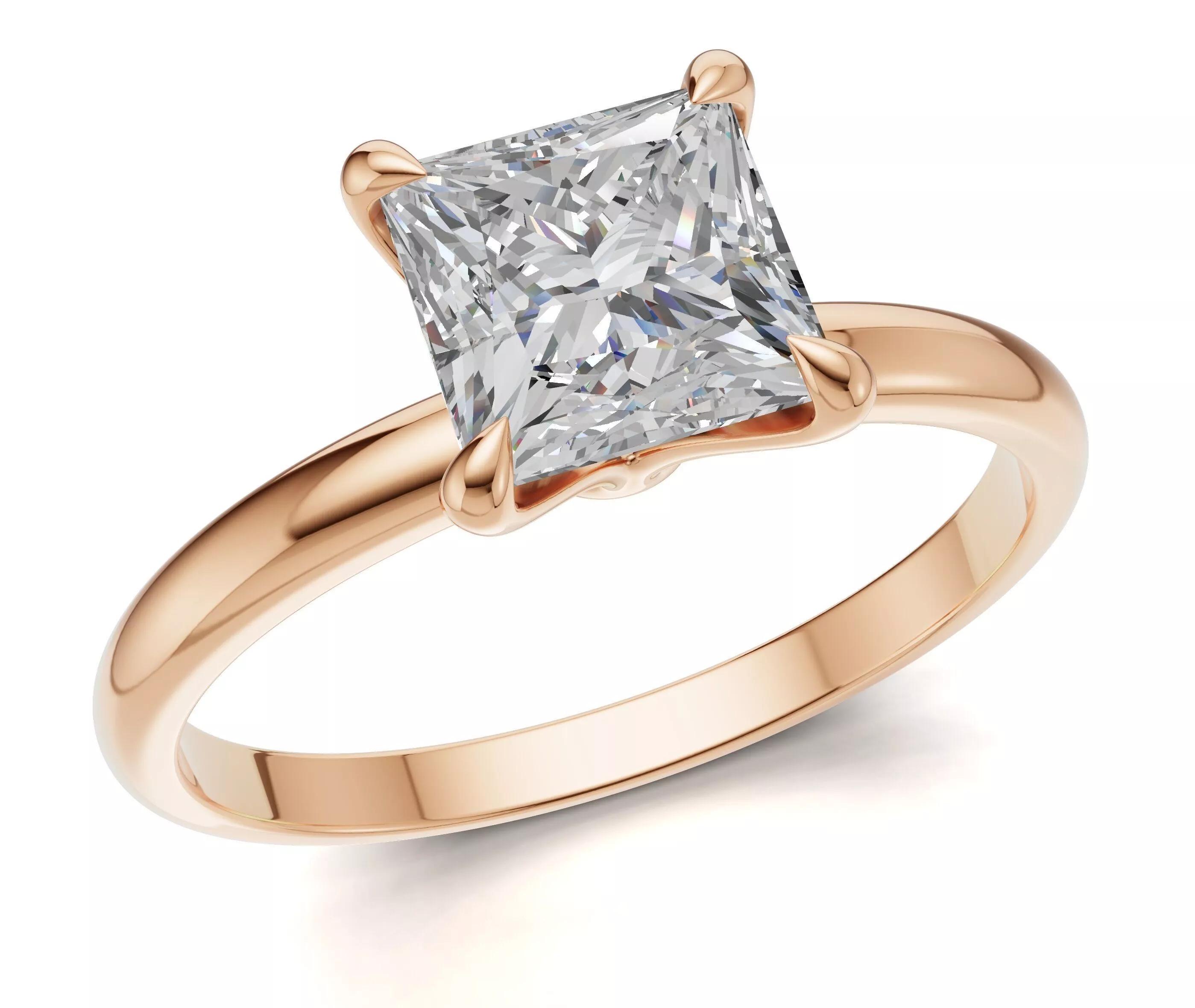 AV 775 Solitaire Engagement Ring in Princess Diamond 3D print model